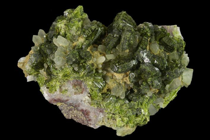 Lustrous Epidote with Quartz Crystals - Morocco #135864